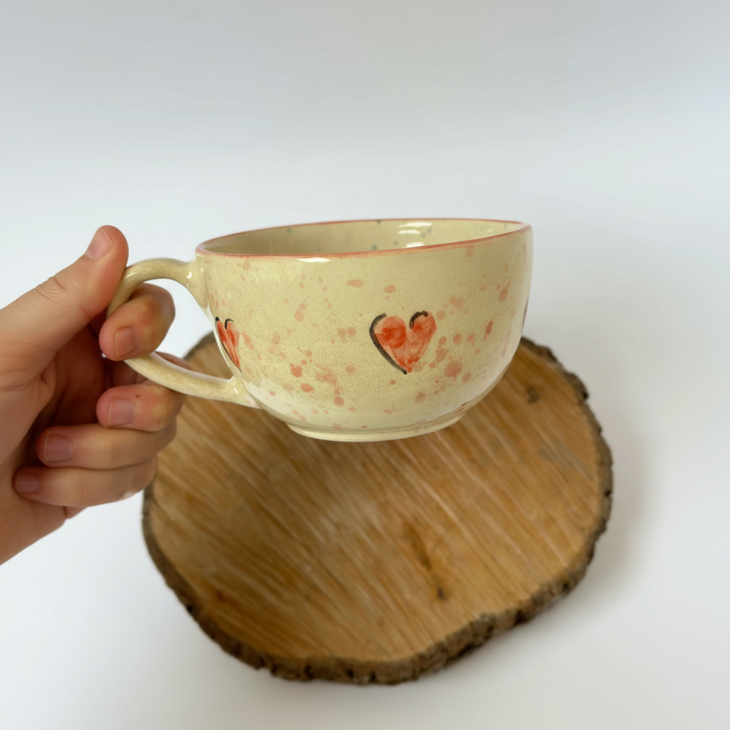 Handmade Pink Ceramic Character Coffee Mug