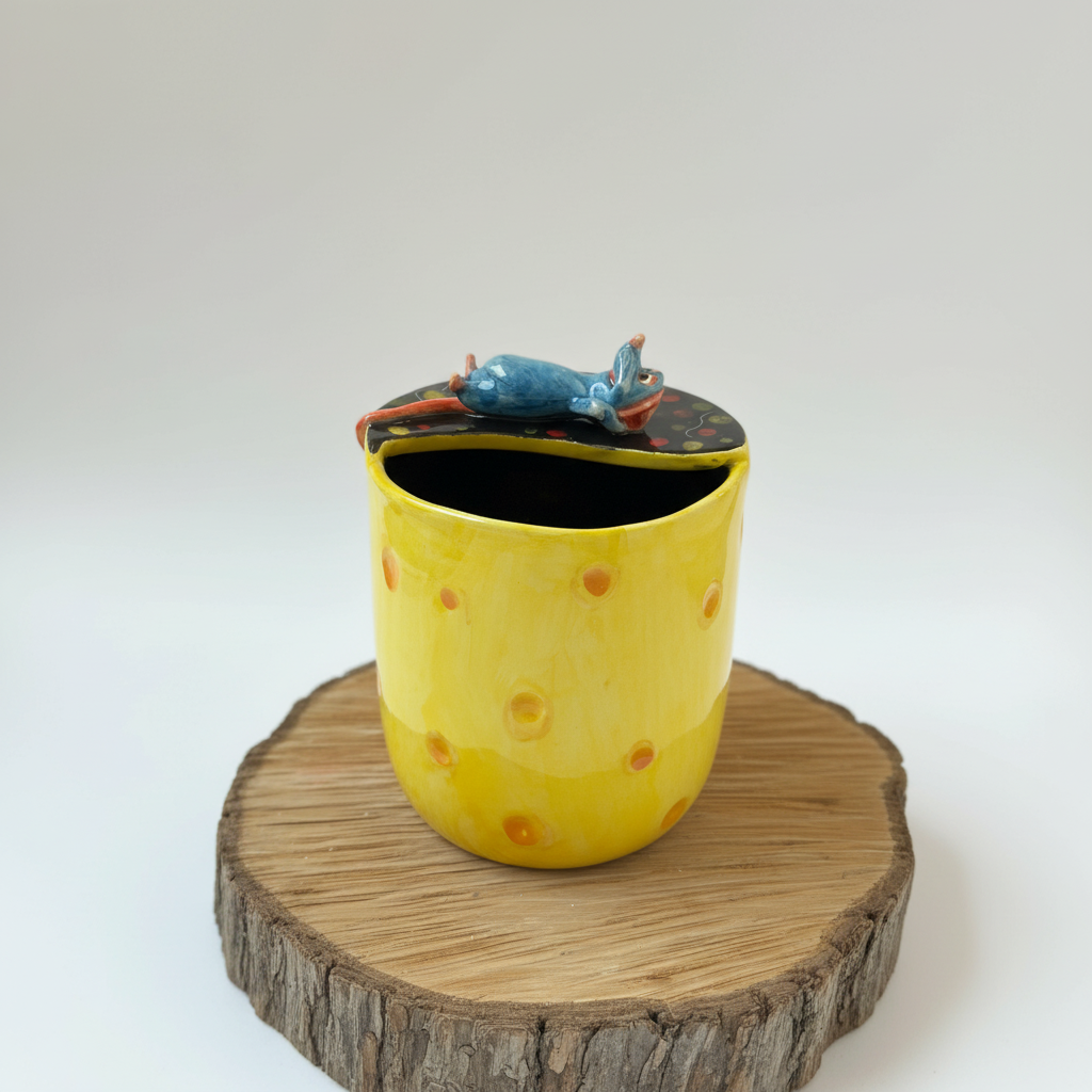 Handmade Ceramic Takeaway Coffee Mug With Mouse