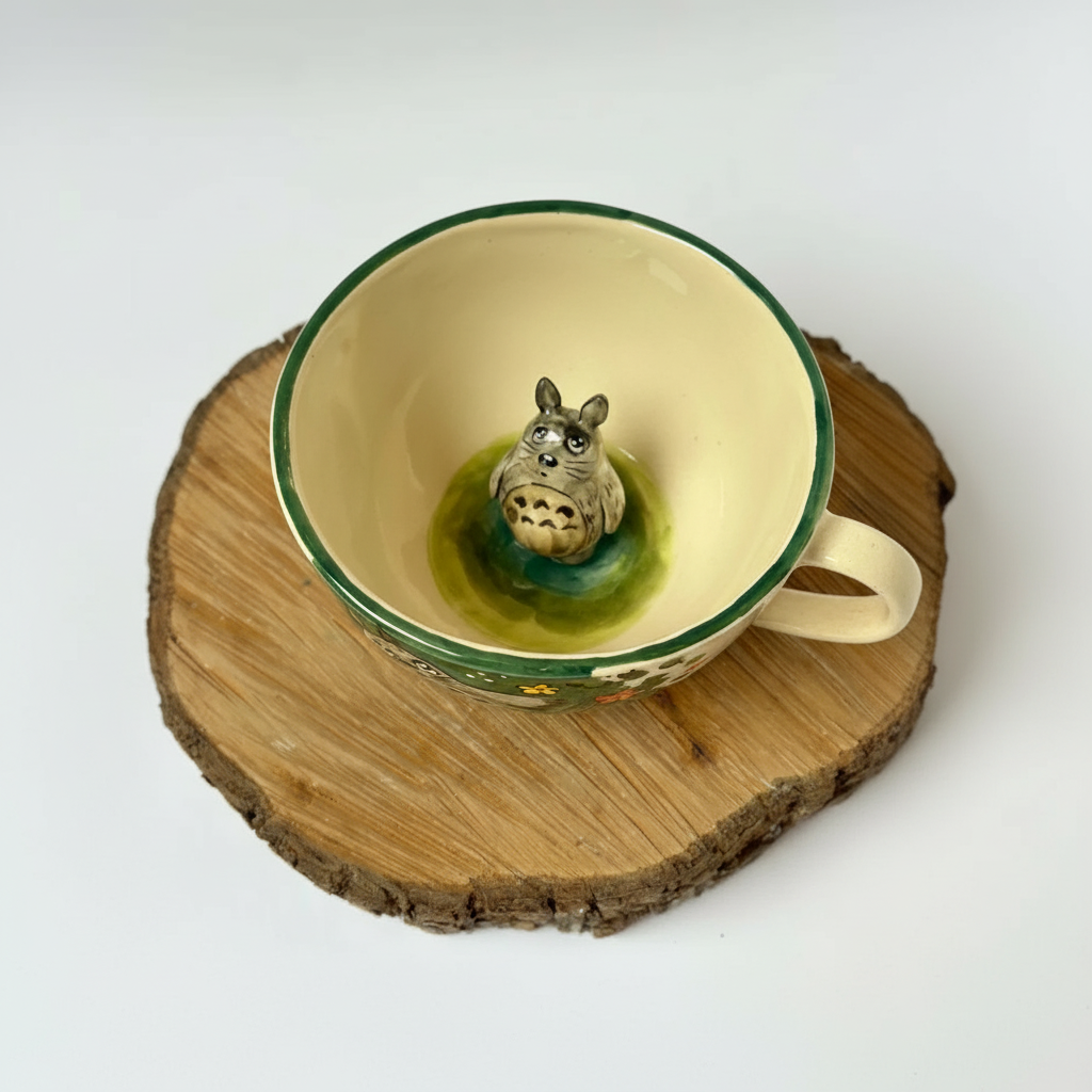 Handmade Glossy Ceramic Character Coffee Mug Cup