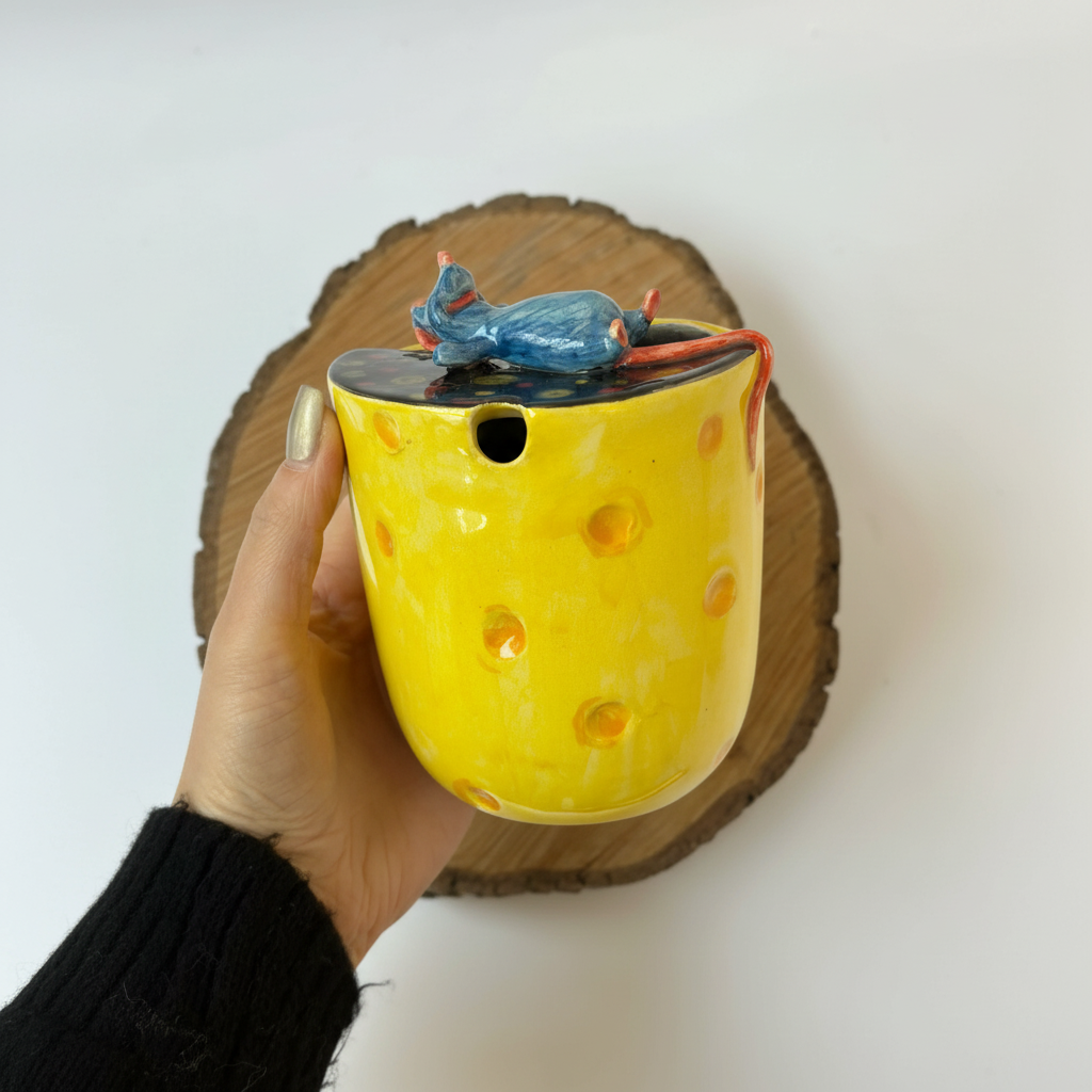 Handmade Ceramic Takeaway Coffee Mug With Mouse