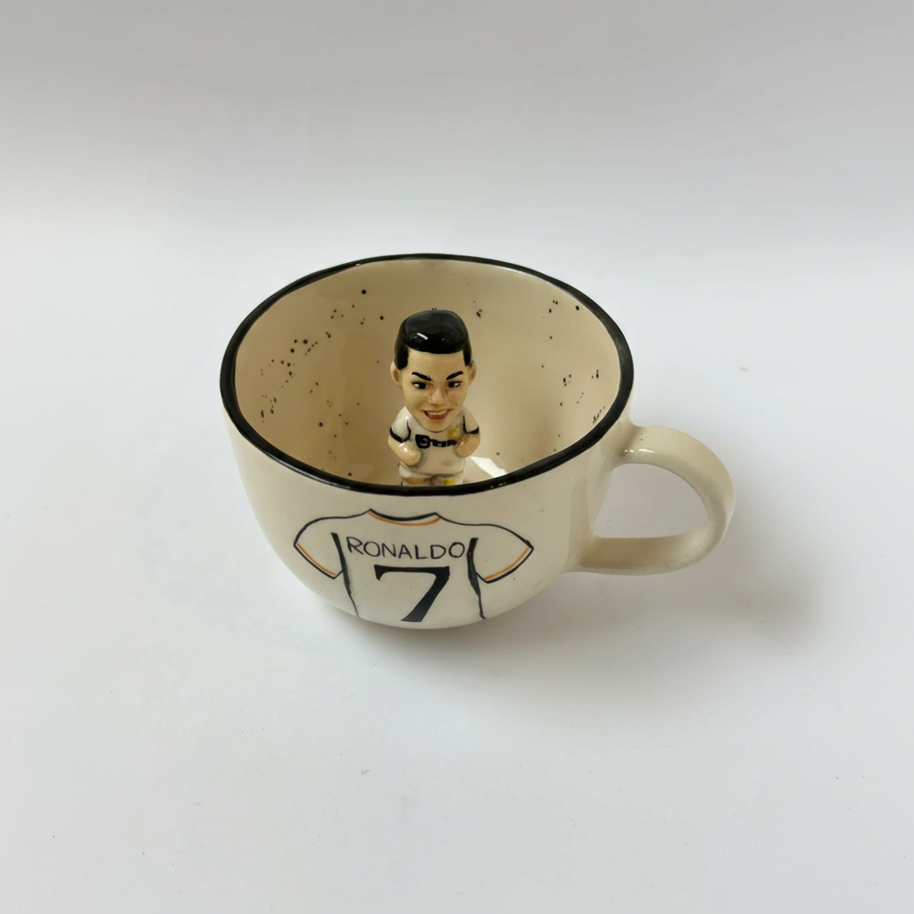 Handmade Ceramic Soccer Player Coffee Mug