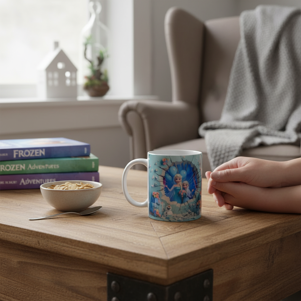 Frozen Inspired Ceramic Mug With Anna And Olaf Design Printed