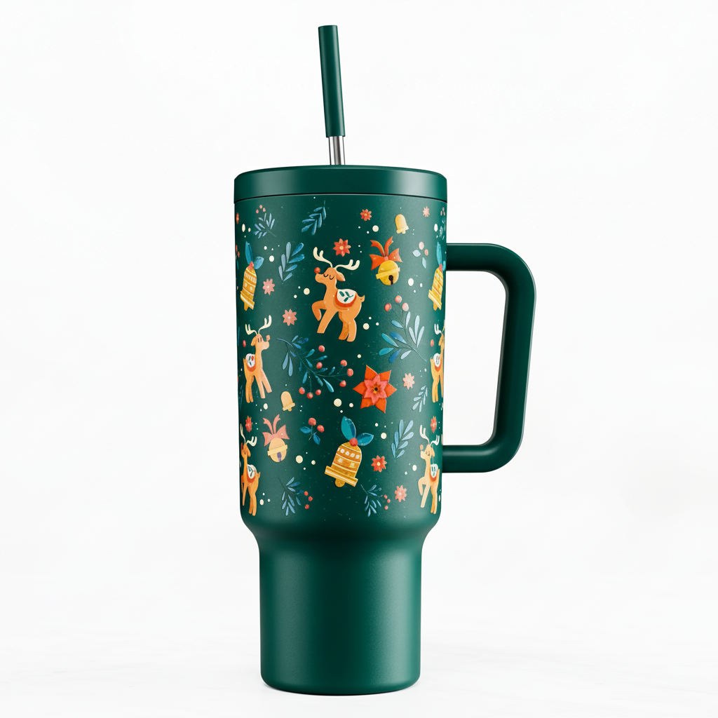 40oz Tumbler with Handle Leak Proof Lid and Straw