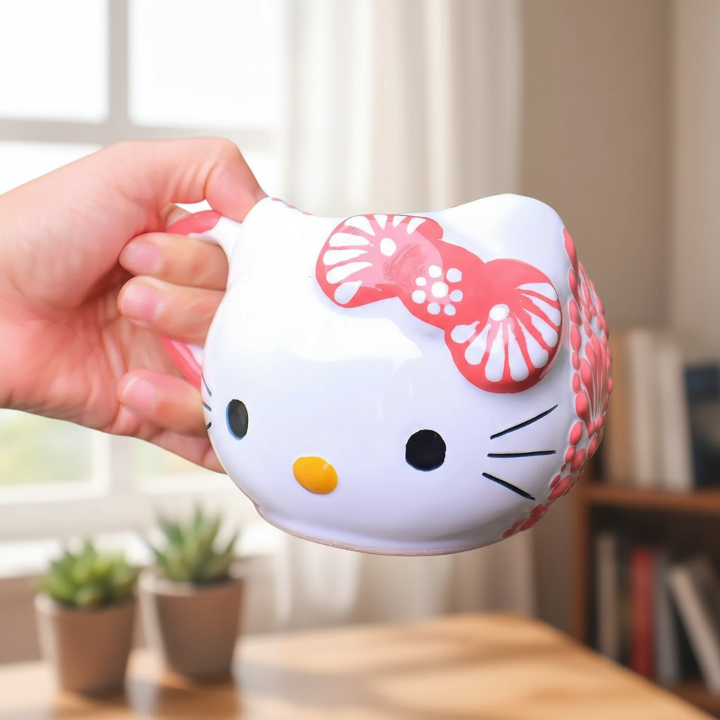 Talavera Hello Kitty mug, Coffee cup, Mexican Talavera. 14oz P