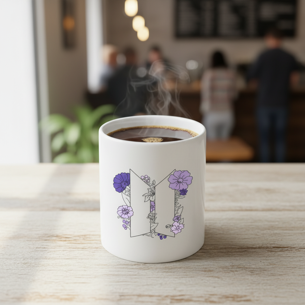Bts Army Mug, BTS Mug, Kpop Fan Mug, BTS Merch, BTS Gift, Kpop Mug, Bts Flower Mug
