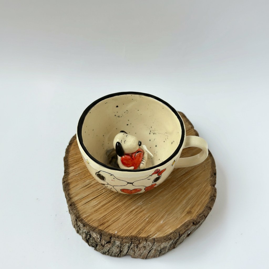 Handcrafted Cartoon Character Glazed Ceramic Mug