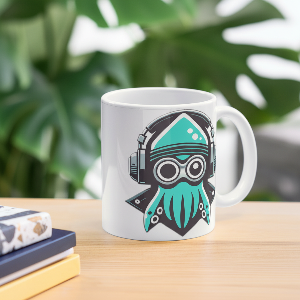 Squid Game Themed Coffee Mug With Cartoon Sticker Graphic