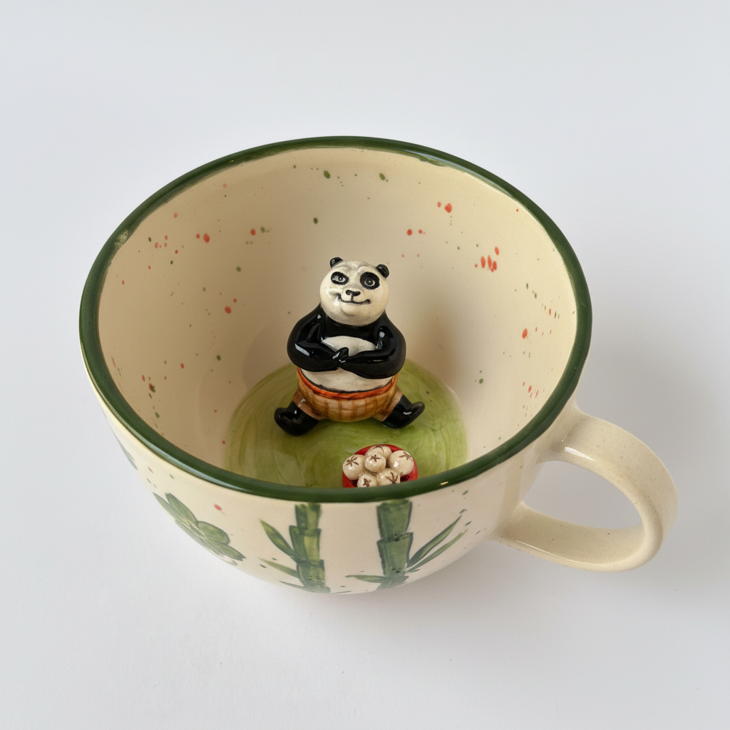 Panda Warrior Figurine Sculpted Cup