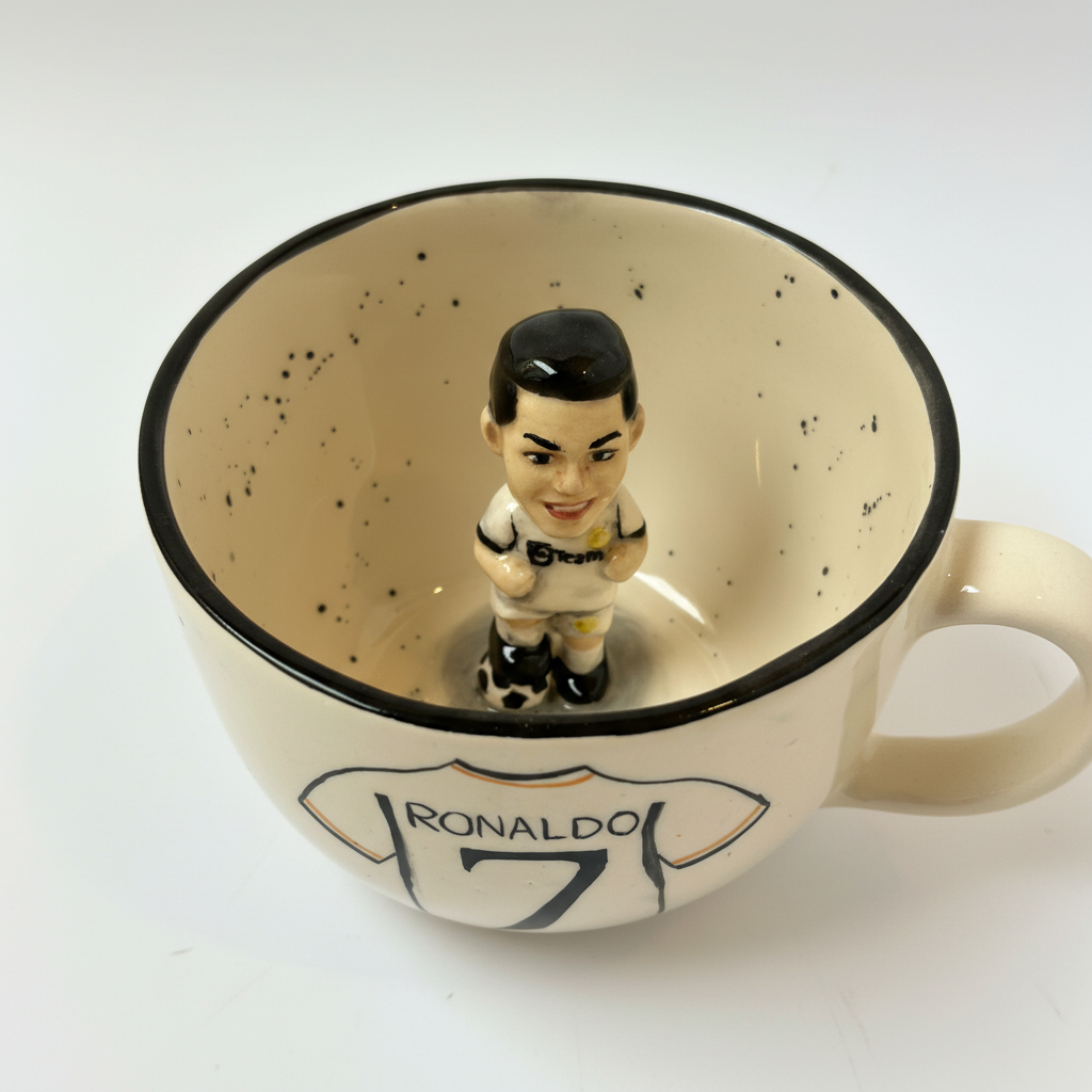 Handmade Ceramic Soccer Player Coffee Mug