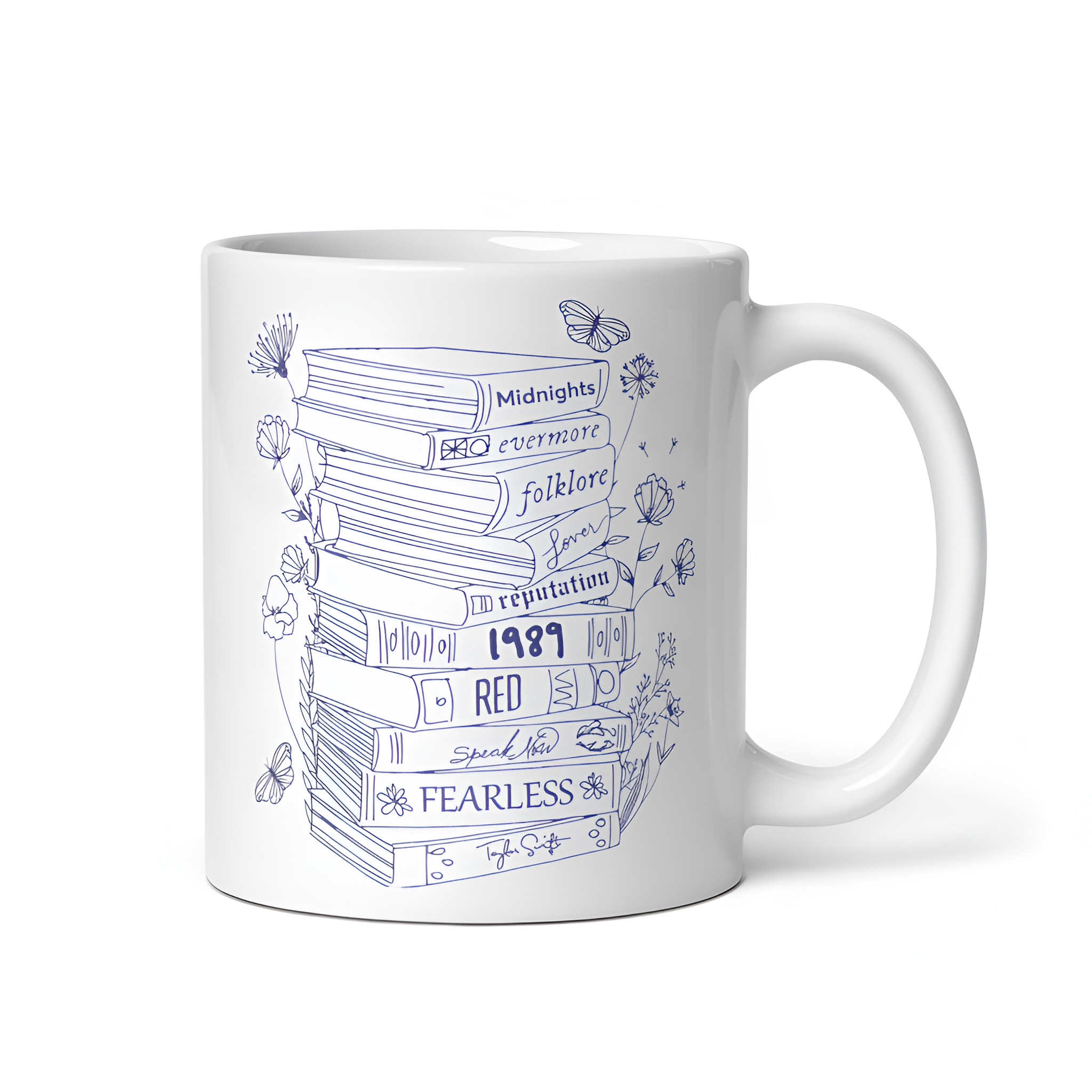 Musical Album Book Stack Floral Mug