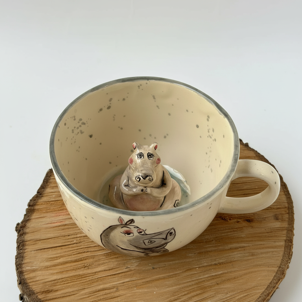 Handmade Ceramic Hippo Coffee Mug