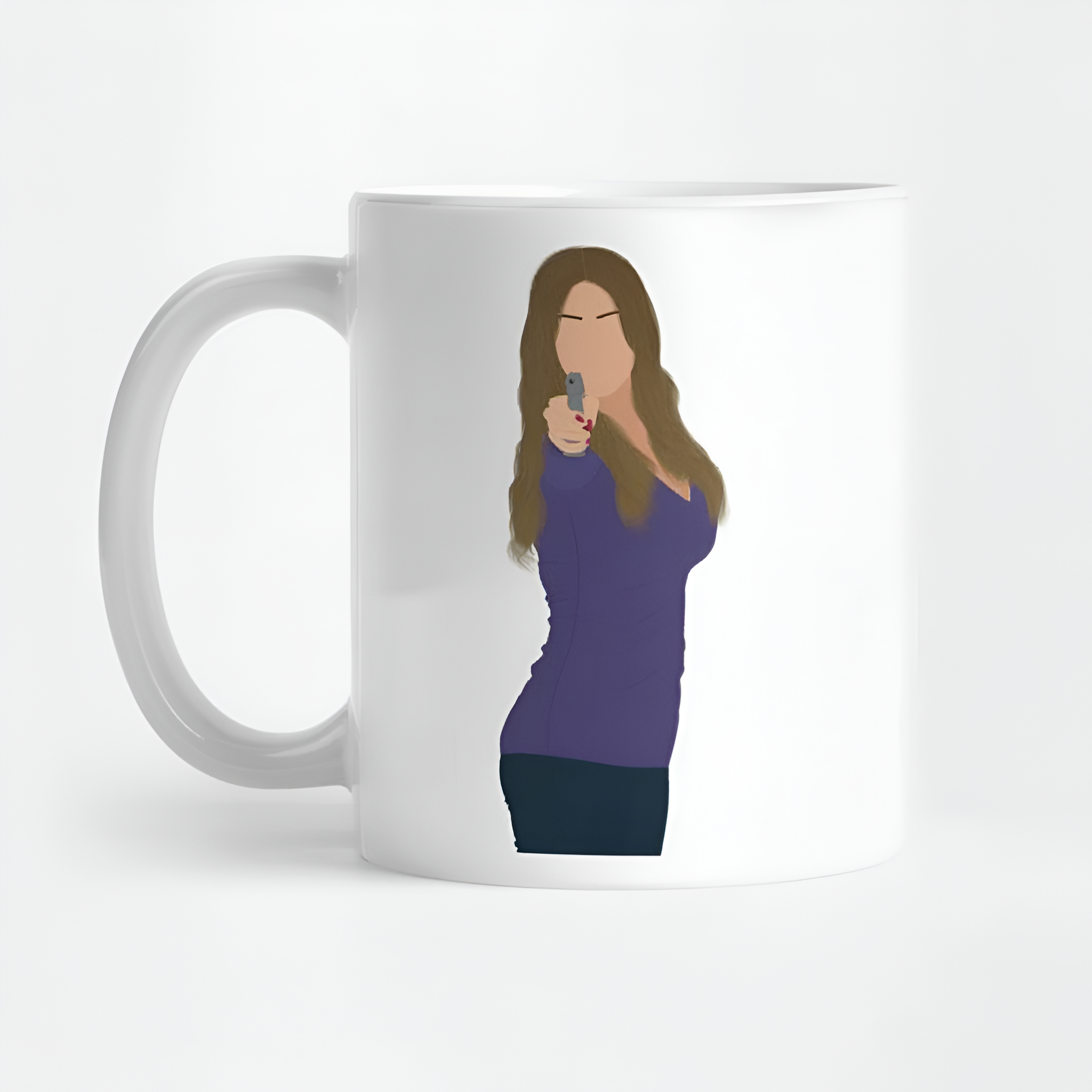 Modern Family Gloria Holding a Gun Meme Polygon Fan Art Mug