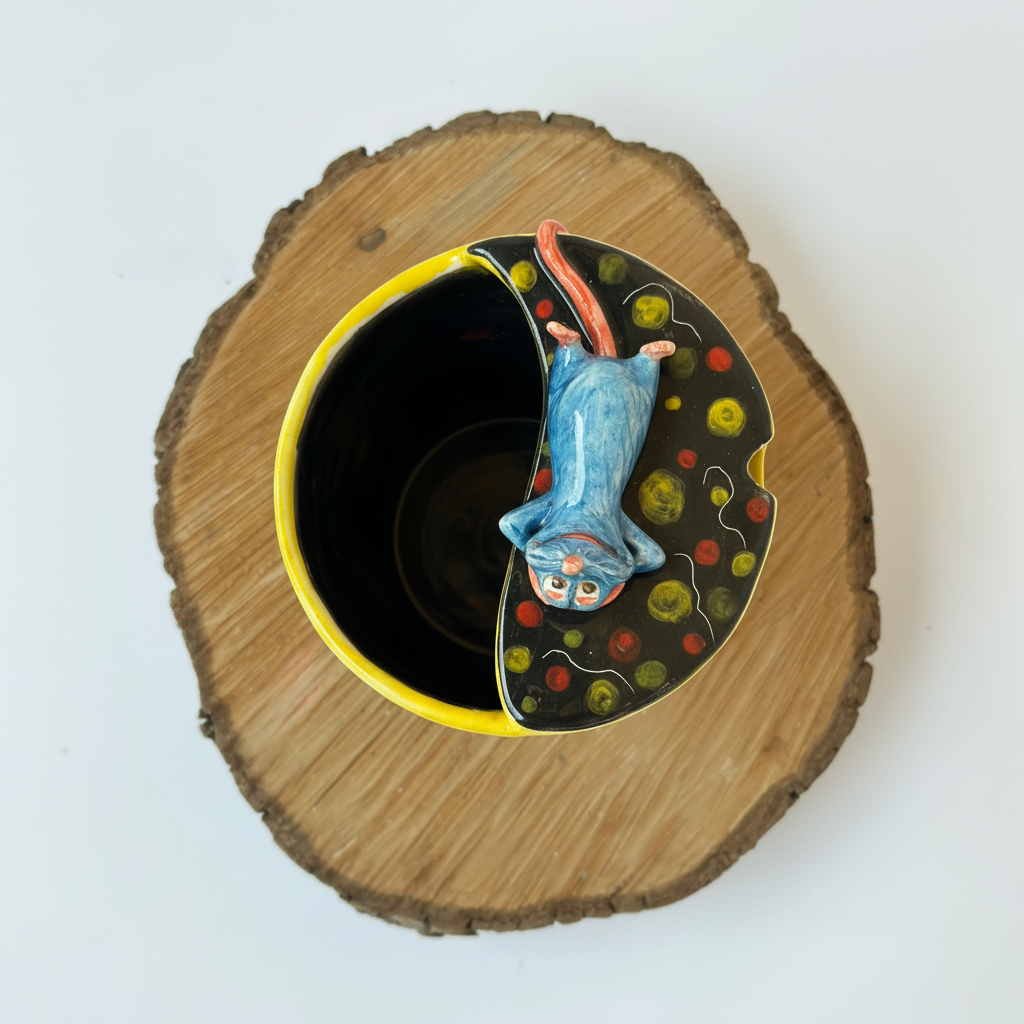 Handmade Ceramic Takeaway Coffee Mug With Mouse