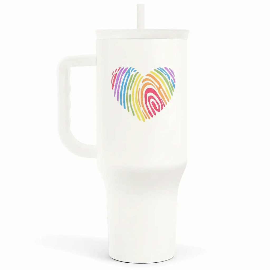 40oz Printed Stainless Steel Insulated Tumbler With Straw