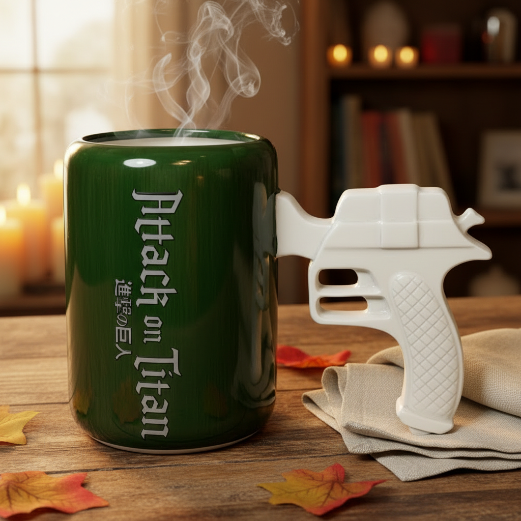 Attack On Titan Themed 3D Maneuvering Gear Handle Molded Ceramic Mug 