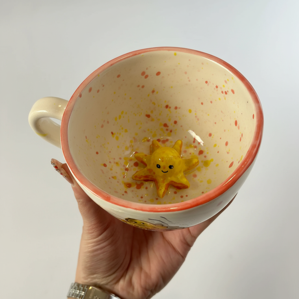 Handmade Ceramic Mug With Star Pattern