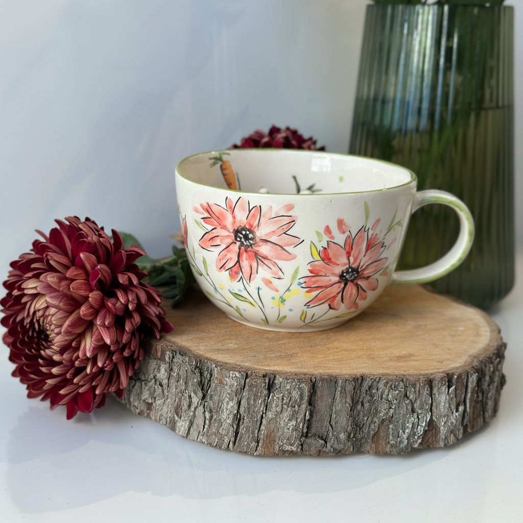 Handcrafted Ceramic Coffee Mug With Rabbit Design