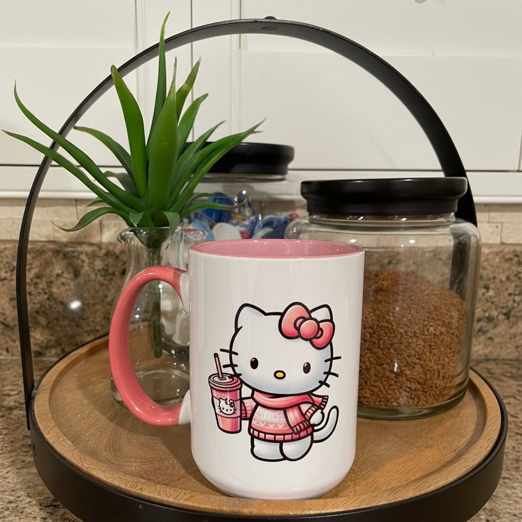 Kitty Coffee Mug: Personalized Winter Ceramic Mug 