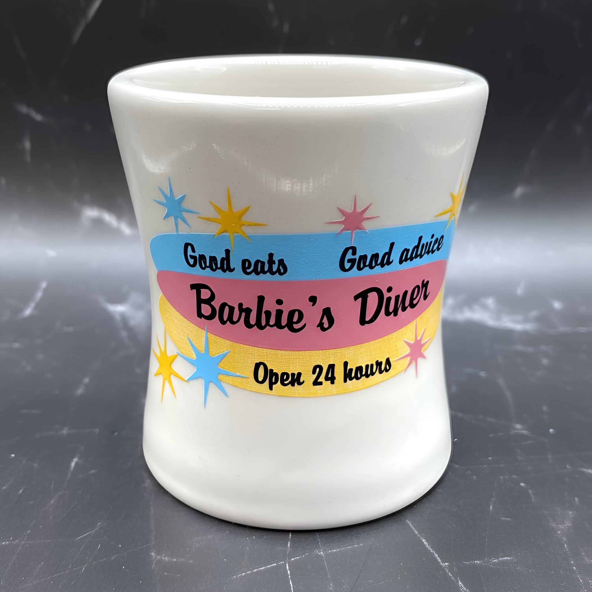 Barbie’s Diner Coffee Mug Retro Atomic Design Ceramic Cup