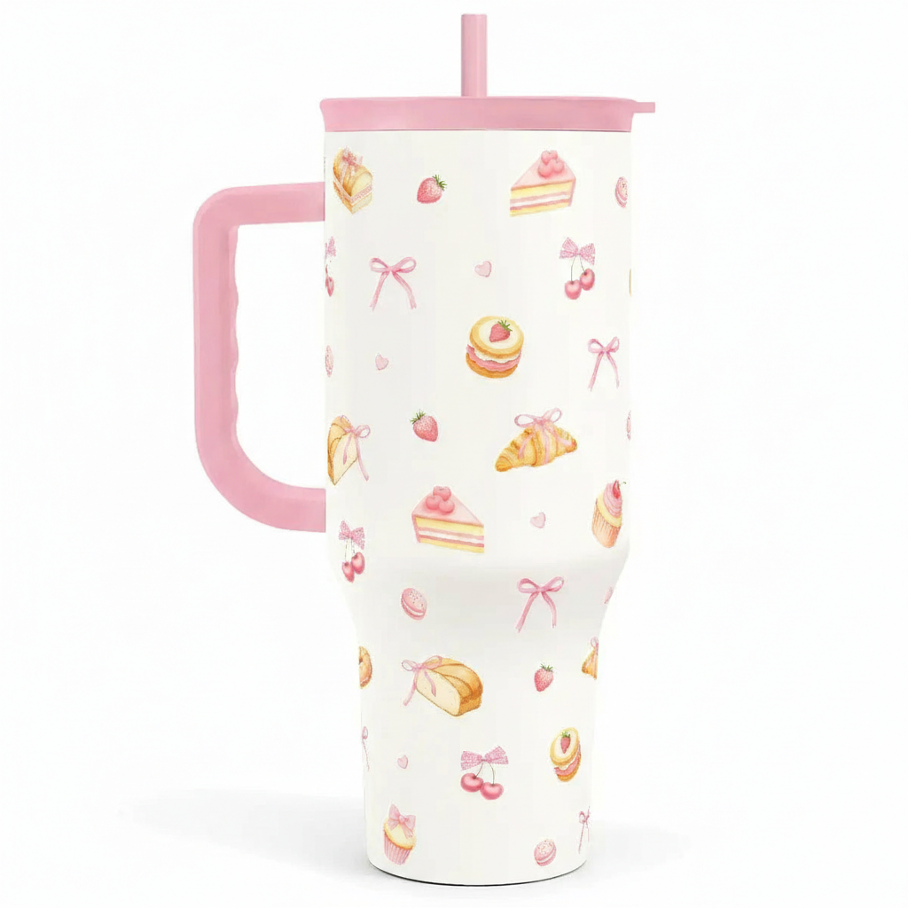 40oz Printed Stainless Steel Insulated Tumbler With Straw
