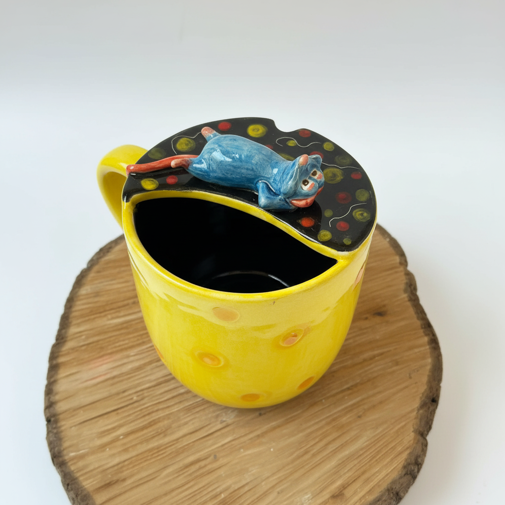 Handmade Ceramic Takeaway Coffee Mug With Mouse