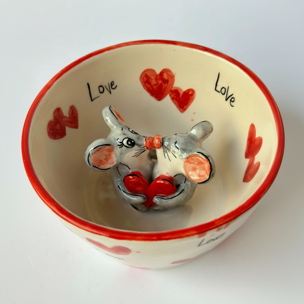 Handmade Ceramic Coffee Mug With Small Rodents