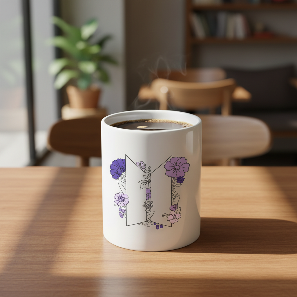 Bts Army Mug, BTS Mug, Kpop Fan Mug, BTS Merch, BTS Gift, Kpop Mug, Bts Flower Mug