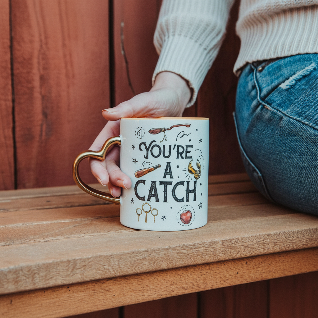 Harry Potter Quidditch "You're A Catch" Sculpted Handle Ceramic Mug