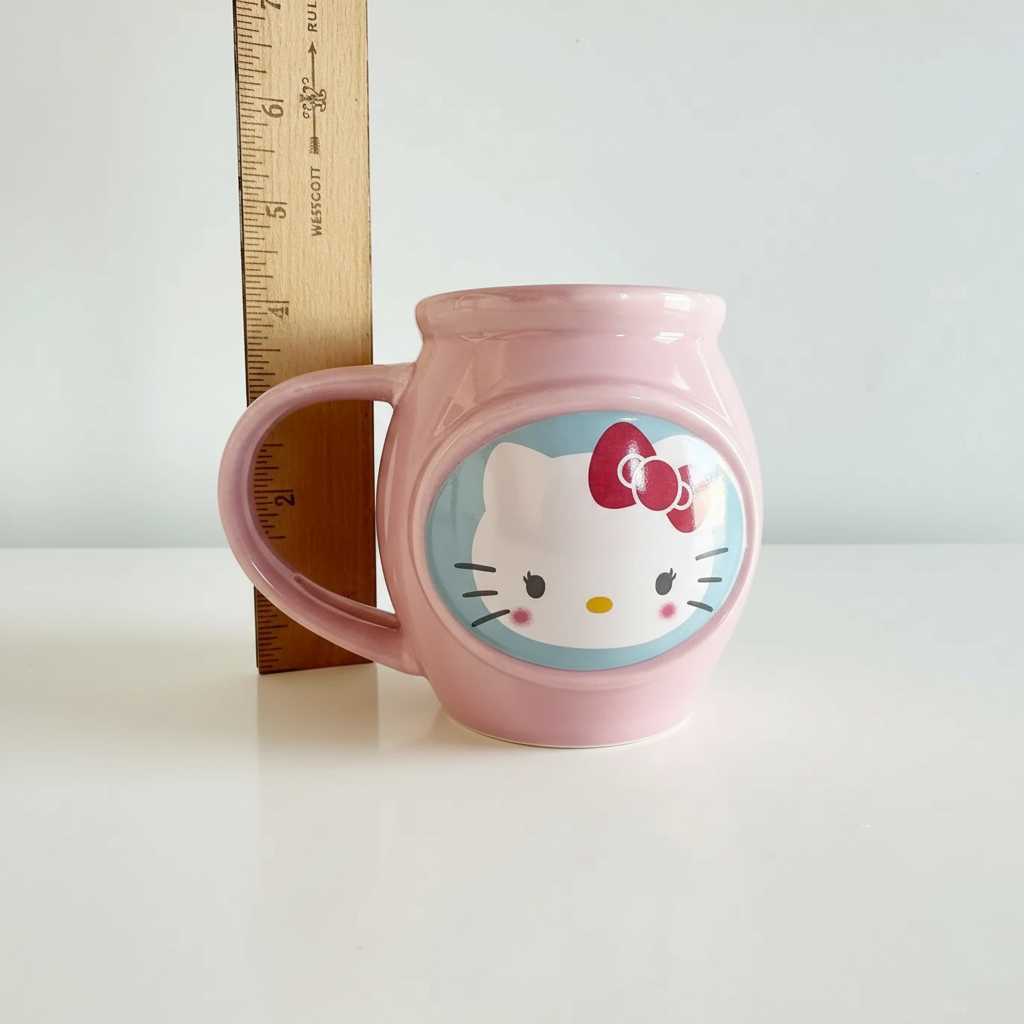 Vintage Hello Kitty Pink Ceramic Balloon Mug Sanrio 2000s