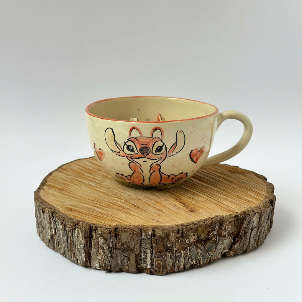 Handmade Pink Ceramic Character Coffee Mug