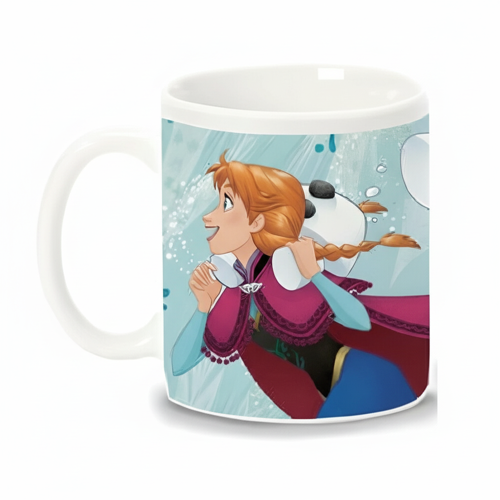 Frozen Themed Anna And Olaf Printed Ceramic Coffee Mug