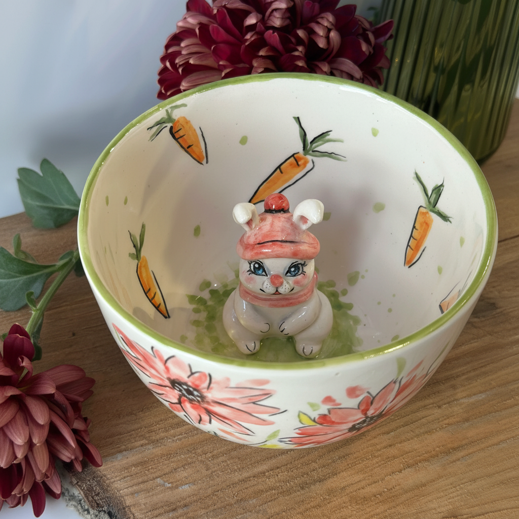 Handcrafted Ceramic Coffee Mug With Rabbit Design