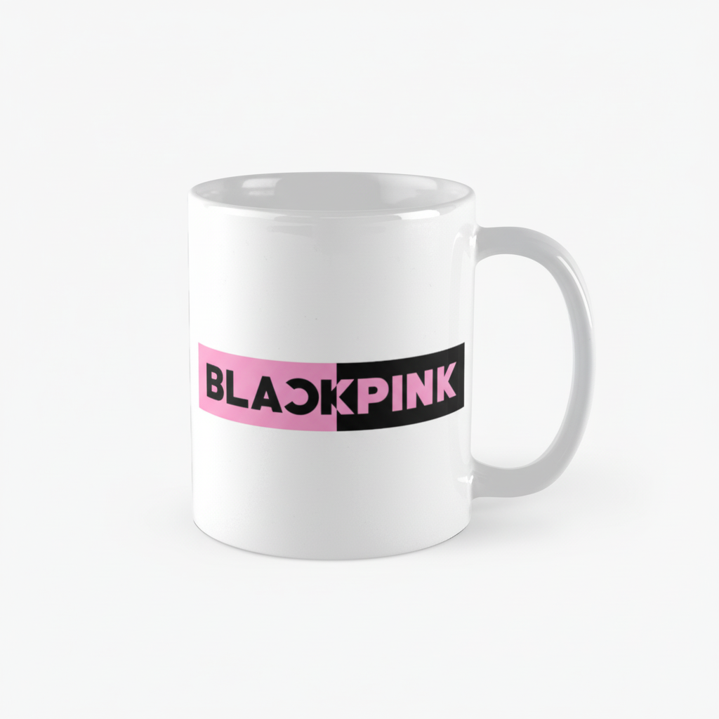 Blackpink Ceramic Coffee Mug With Pink Rectangle Design