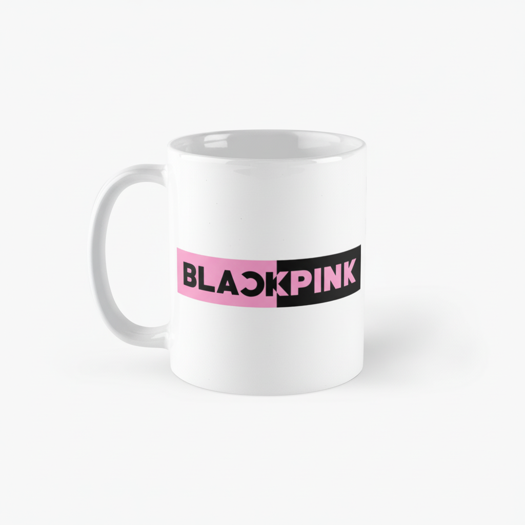 Blackpink Ceramic Coffee Mug With Pink Rectangle Design