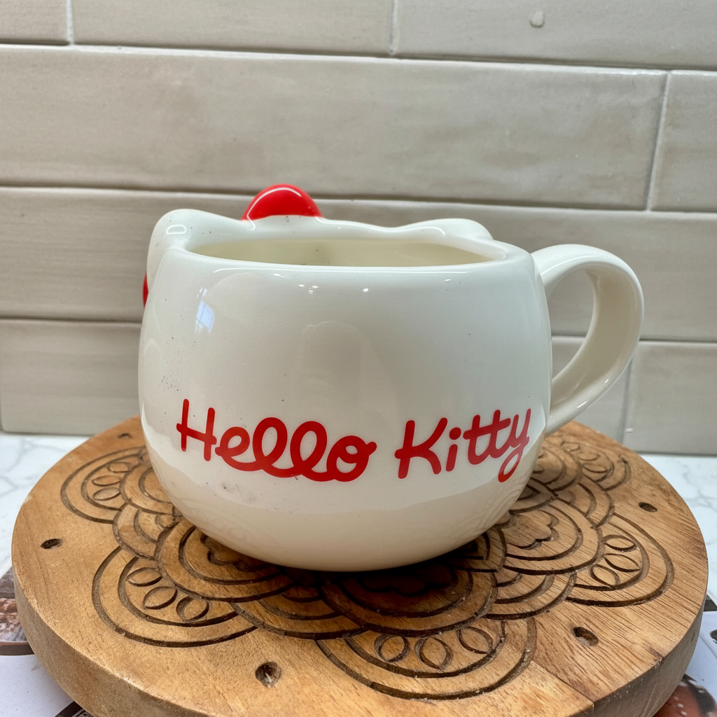 Hello Kitty Red Bow Sculptured Ceramic Mug