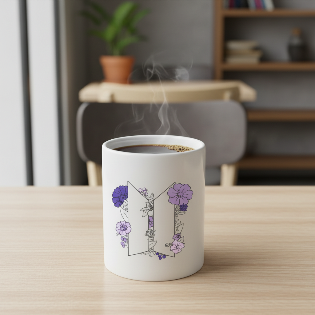 Bts Army Mug, BTS Mug, Kpop Fan Mug, BTS Merch, BTS Gift, Kpop Mug, Bts Flower Mug
