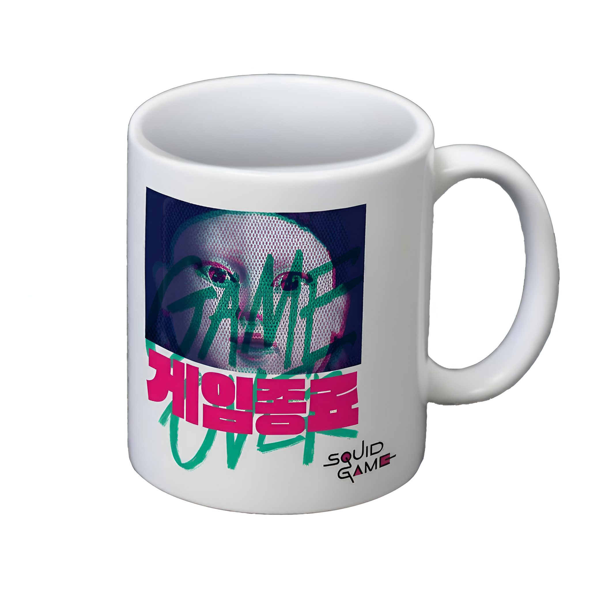 Squid Game Themed Coffee Mug With Young Hee Graphic And Game Over Print