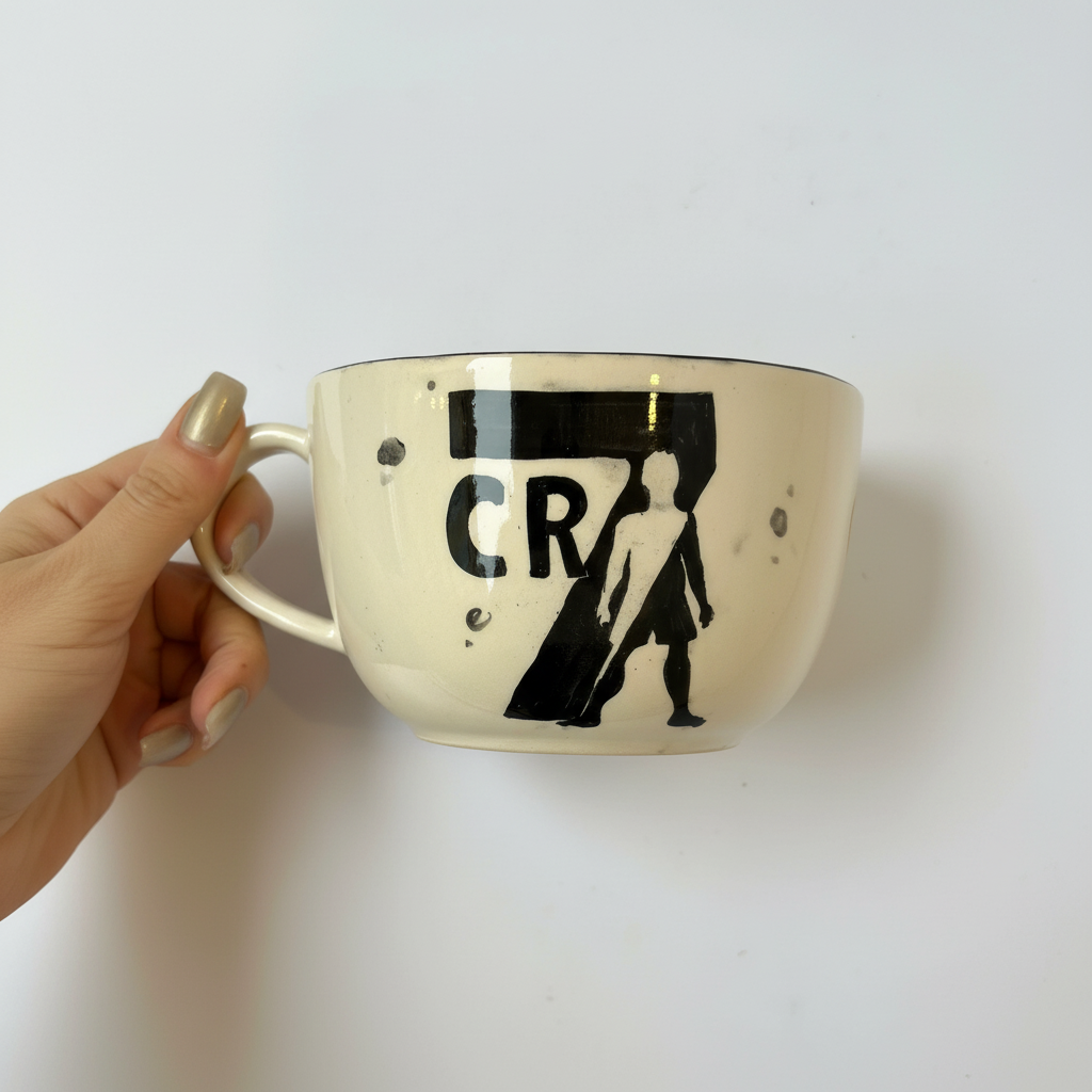 Handmade Ceramic Soccer Player Coffee Mug