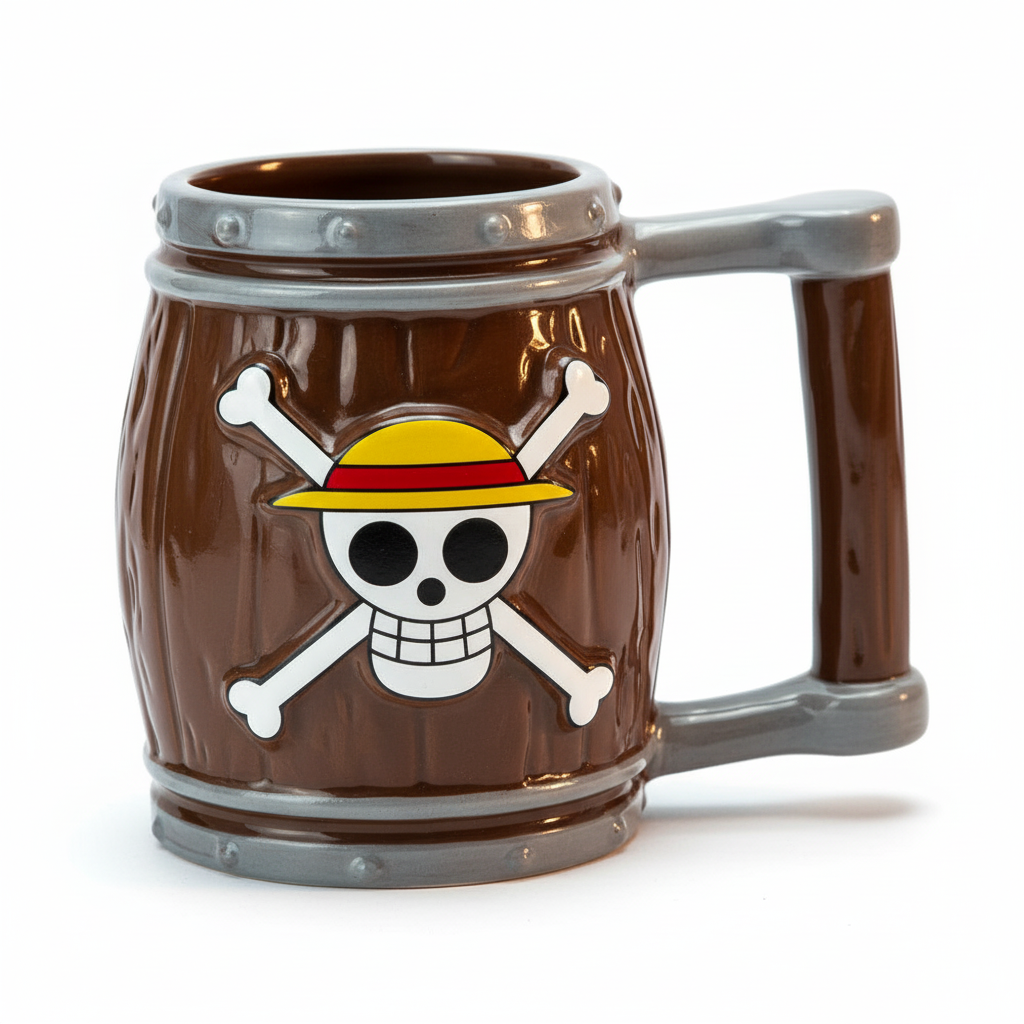 3D One Piece Straw Hat Barrel Design 12oz Ceramic Mug