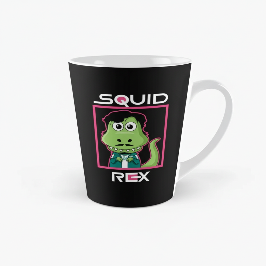 Squid Game Themed Coffee Mug With Rex Cartoon Graphic