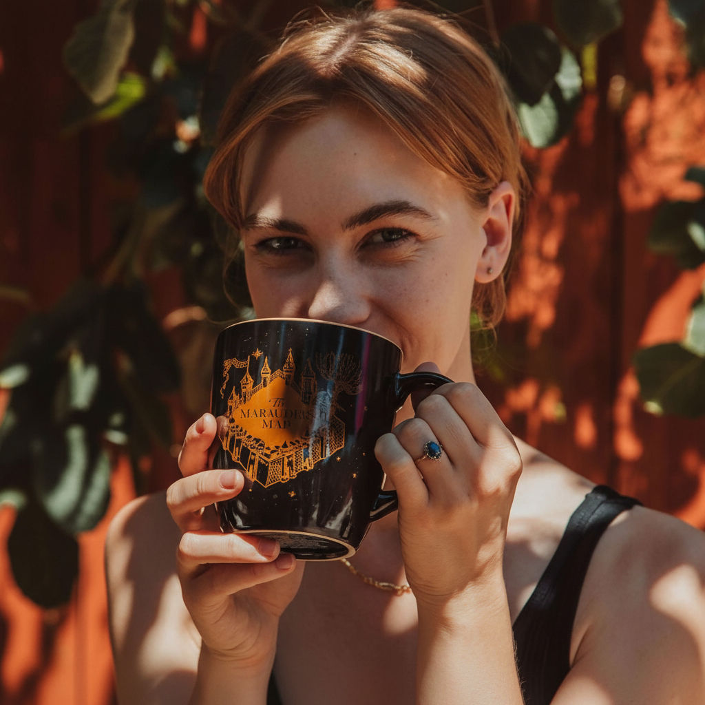 Harry Potter Marauder's Map Black and Gold Ceramic Mug 