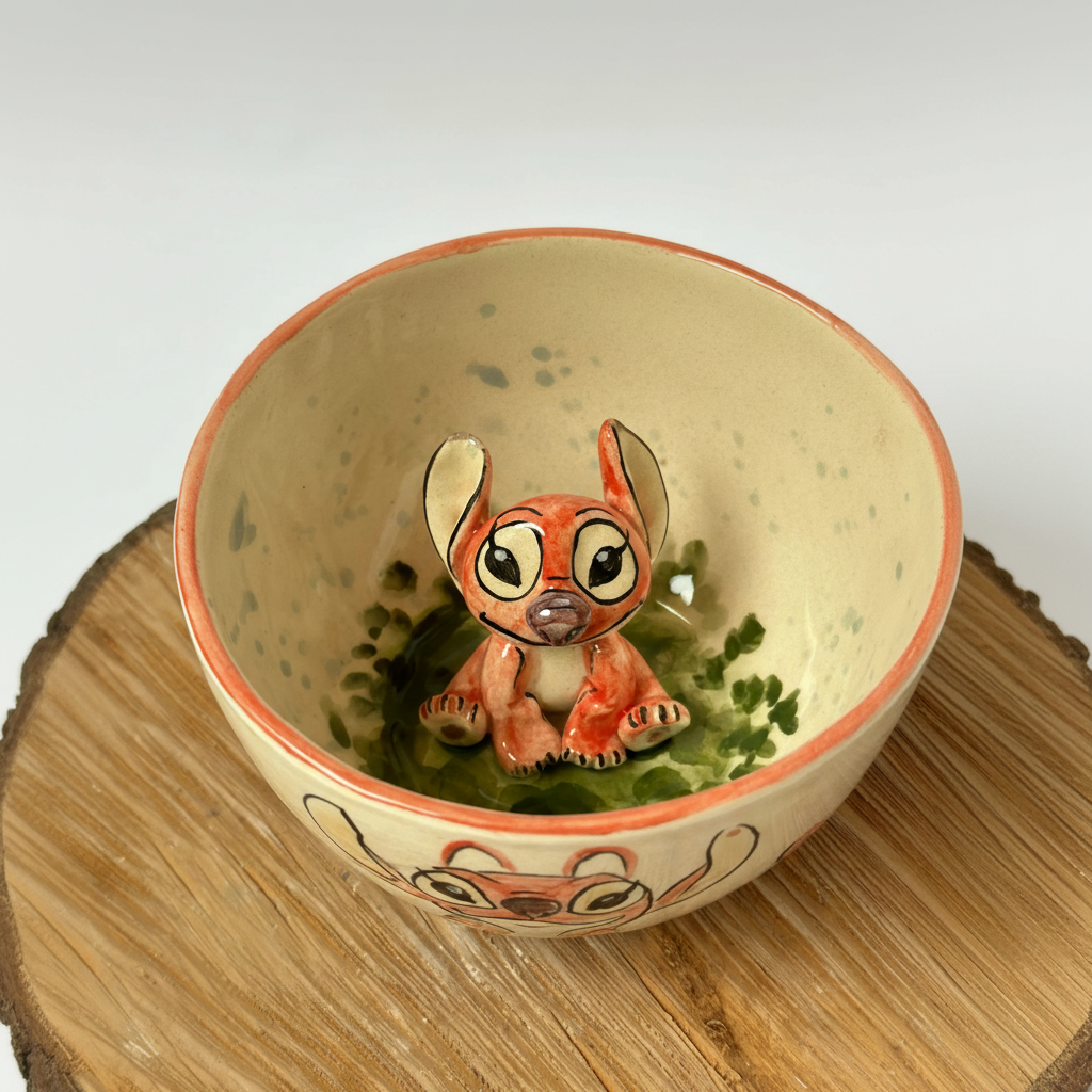 Handmade Pink Ceramic Character Coffee Mug