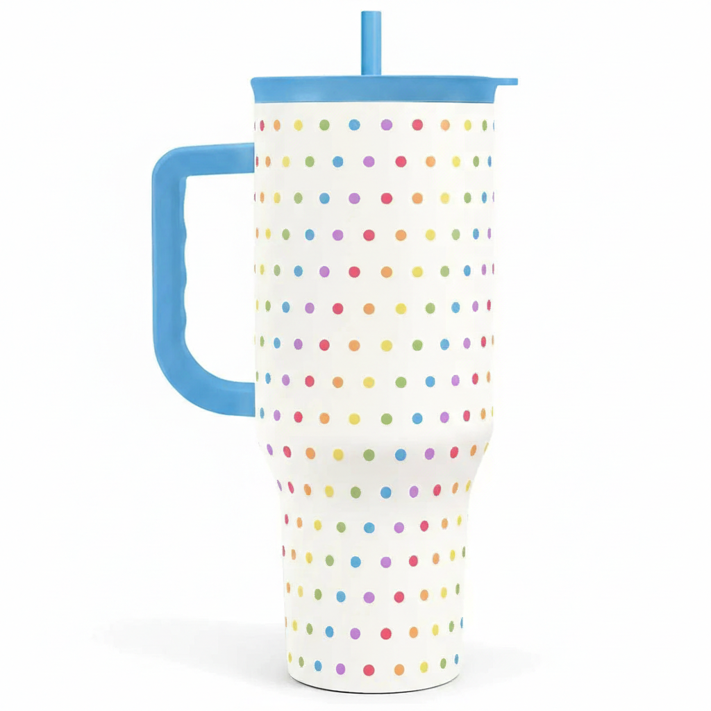 40oz Printed Stainless Steel Insulated Tumbler With Straw