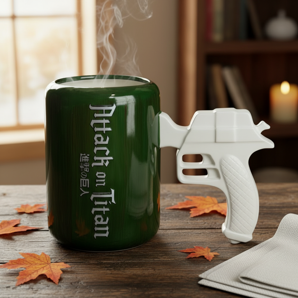 Attack On Titan Themed 3D Maneuvering Gear Handle Molded Ceramic Mug 
