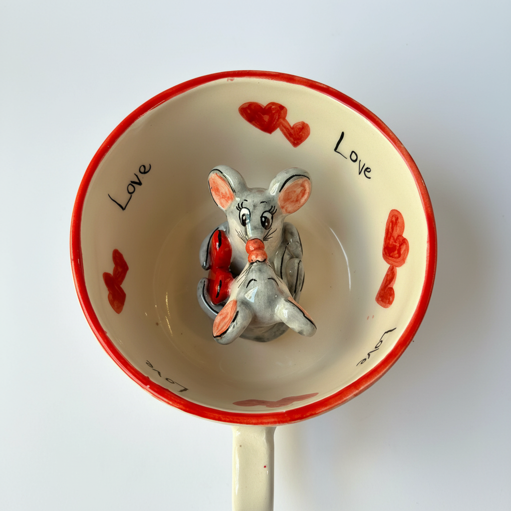 Handmade Ceramic Coffee Mug With Small Rodents