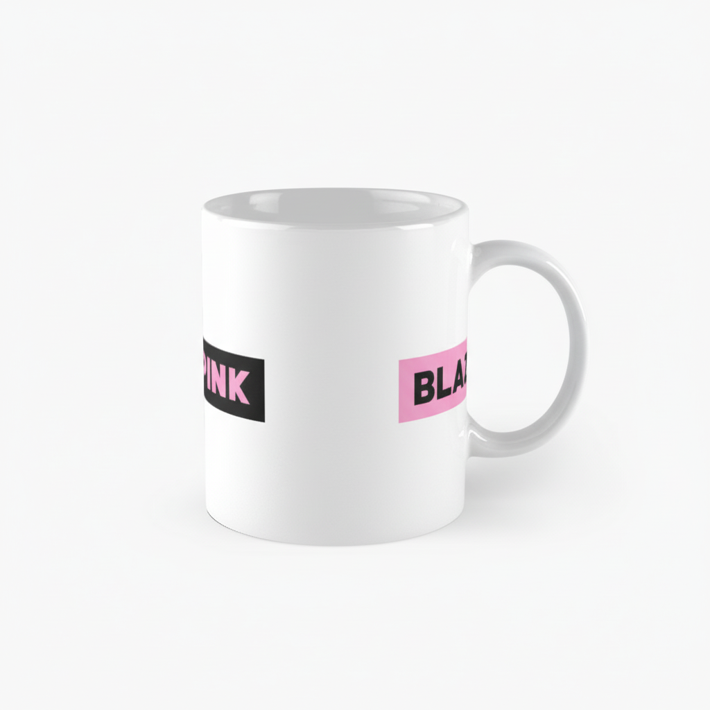 Blackpink Ceramic Coffee Mug With Pink Rectangle Design
