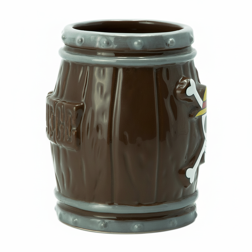 3D One Piece Straw Hat Barrel Design 12oz Ceramic Mug
