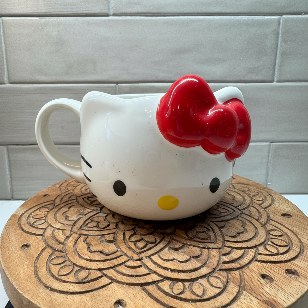 Hello Kitty Red Bow Sculptured Ceramic Mug