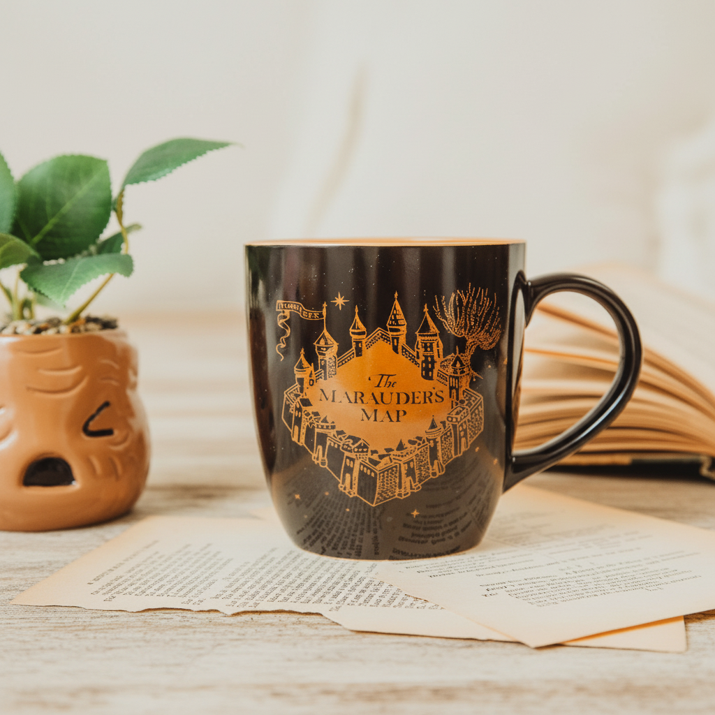 Harry Potter Marauder's Map Black and Gold Ceramic Mug 