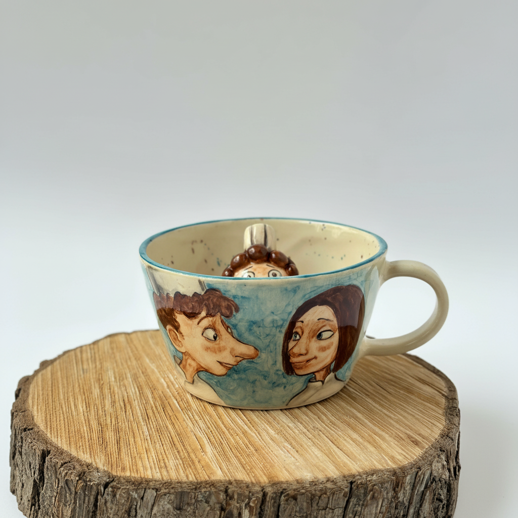 Handmade Ceramic Mug With Painted Chefs